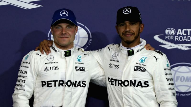 Hamilton & Bottas Posing for a picture